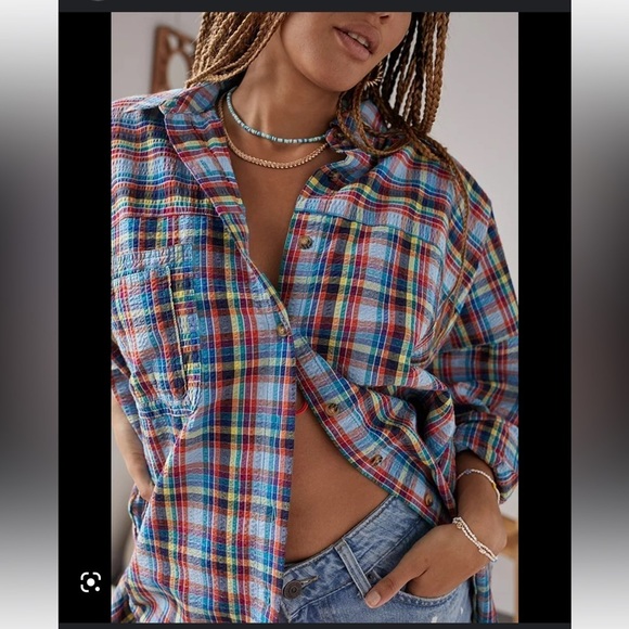 Urban Outfitters Bryce Oversize Plaid Button Down Shirt Size Women’s Sma… - Picture 2 of 13